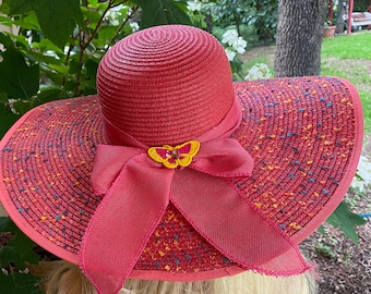Flat-topped Large Curved Brim Hat With Binding Band Hand  display picture 1