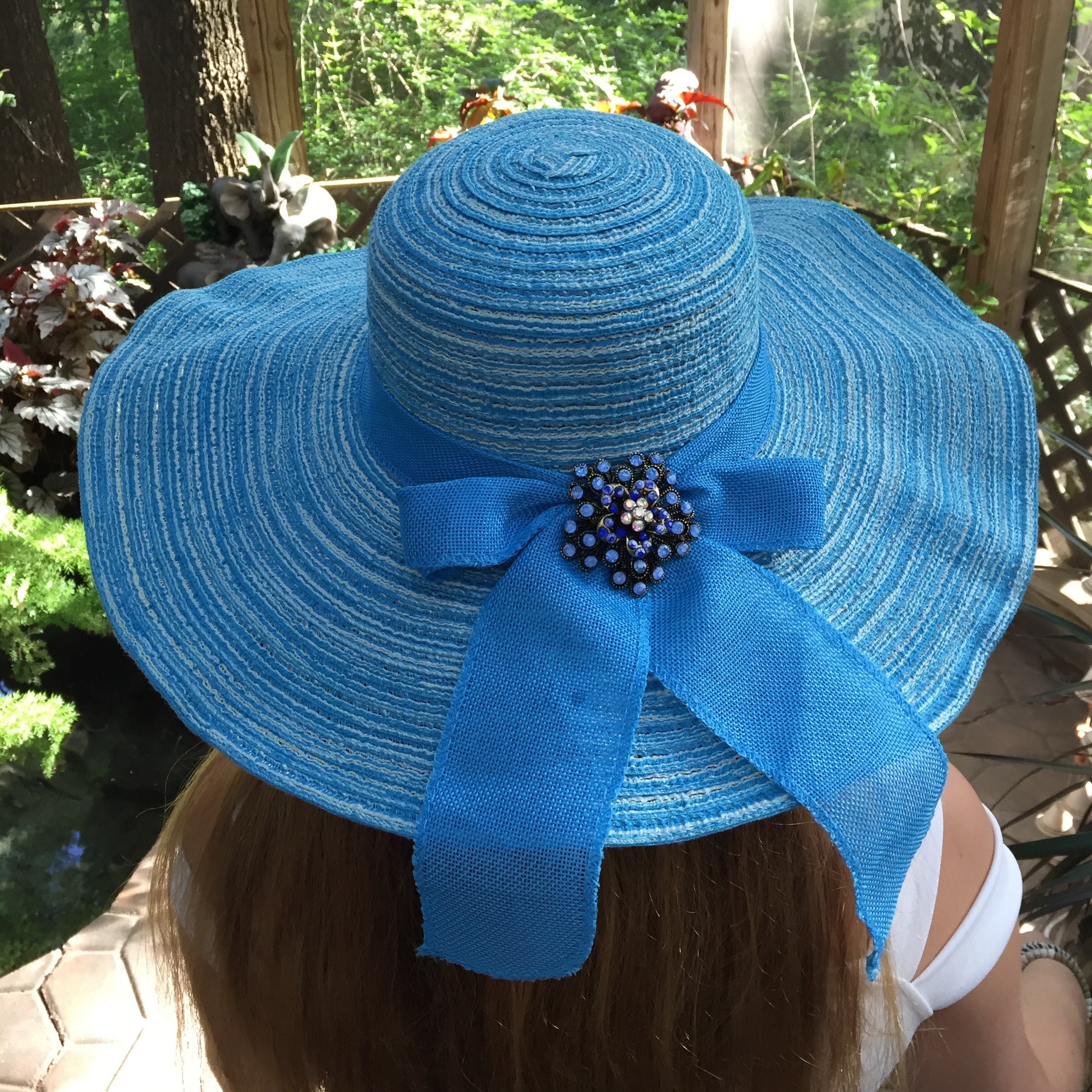 Floppy Brim Hat for Sun and Beach. Beautiful Striped Shades 