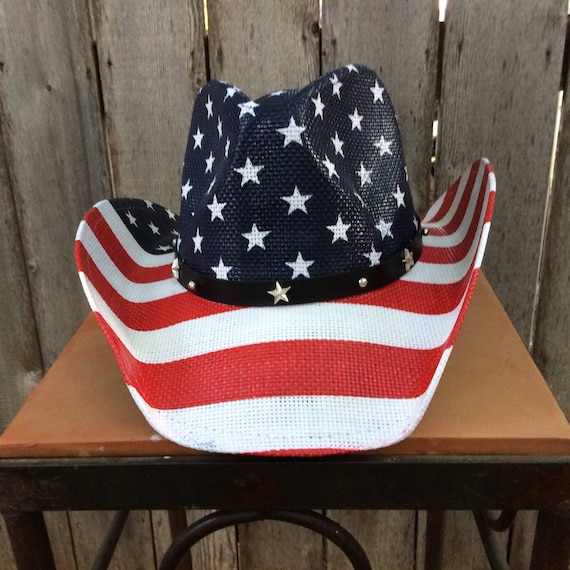 Red White and Blue Stars and Stripes Cowboy Hat. Monogramed  display picture 2