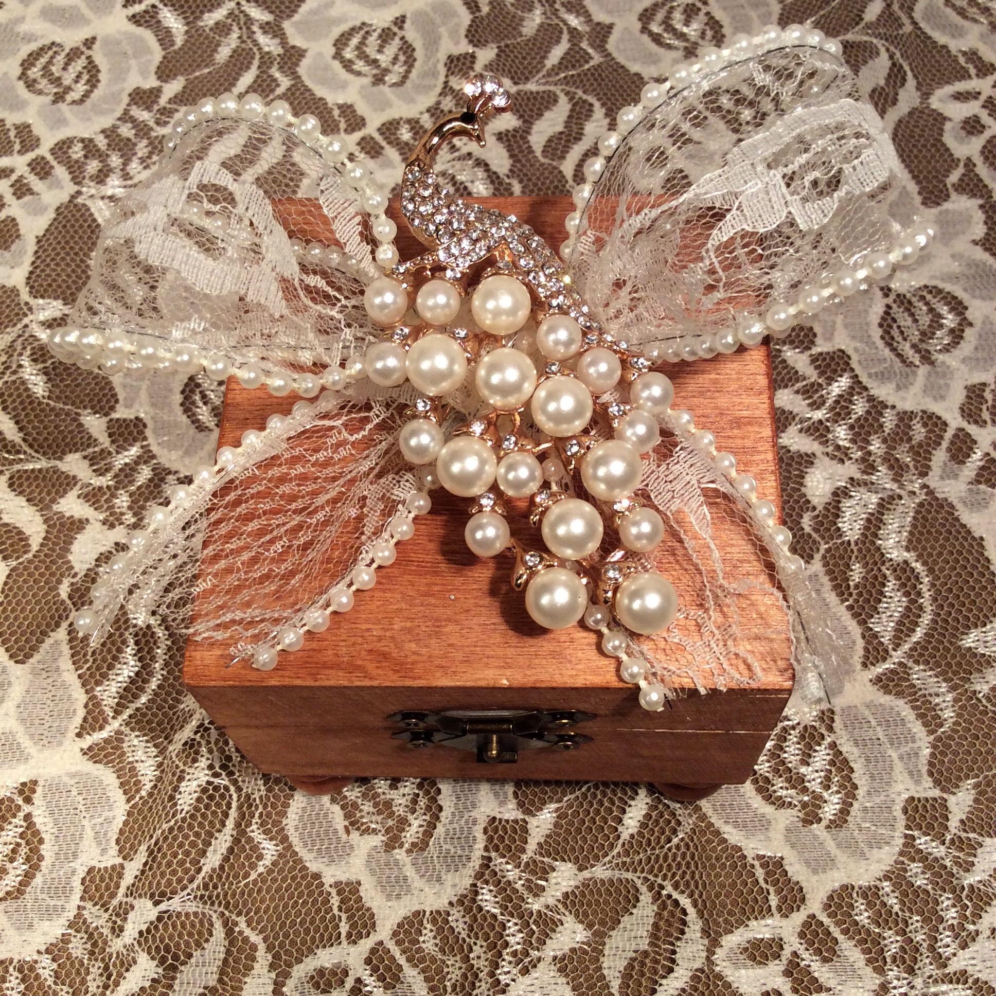 Musical Jewelry/trinket Box With Peacock of Pearls & Etsy
