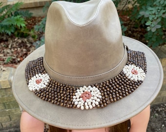 Beaded Fedora Hat, Unisex Beach Hat - Etsy display picture 2