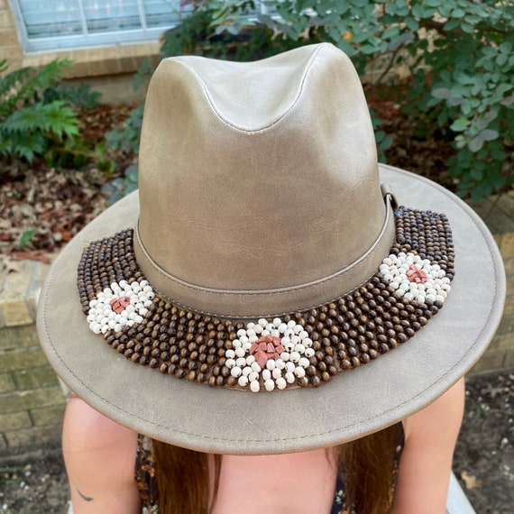 Anthropologie Tan Wide-Brim Fedora with Braided Leather Band Anthropologie Hats for Women for sale | eBay main image 4