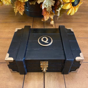Black Wooden Dresser Valet is a great way to store accessories in style. Monogramed with Initial of Your Choice for a Personalized Gift.