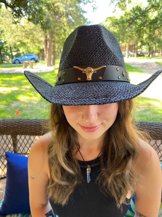 Mens black straw cowboy cheap hats