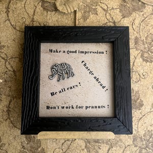 Elephant Framed Wall Art / Wall Decor with Metal Elephant Embellished with Rhinestone and Inspirational Messages, Made & Ships from Texas