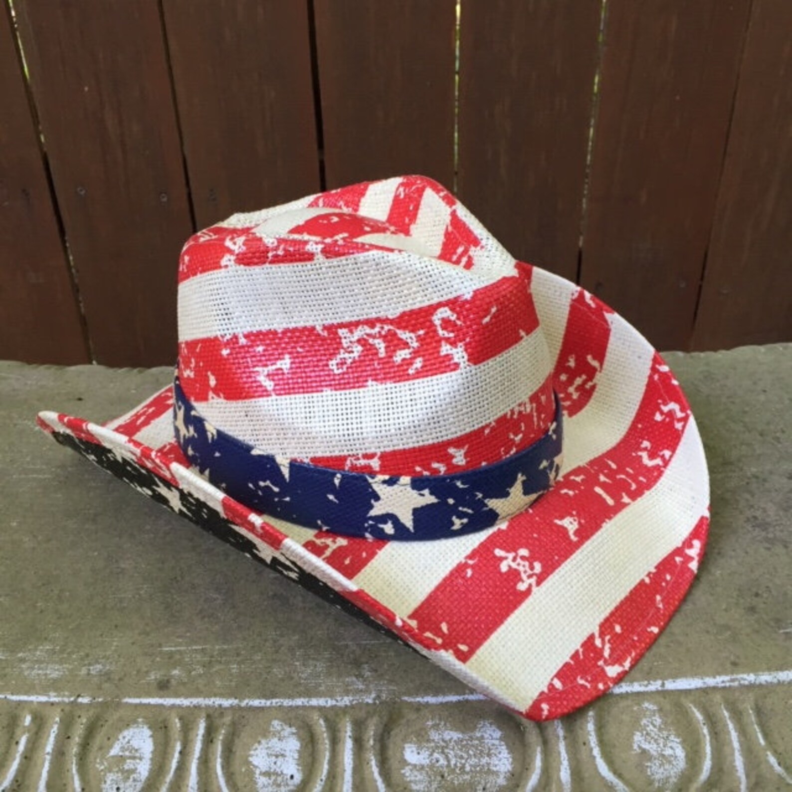 Red White and Blue Straw Cowboy Hat Vintage Look With Blue Hat - Etsy