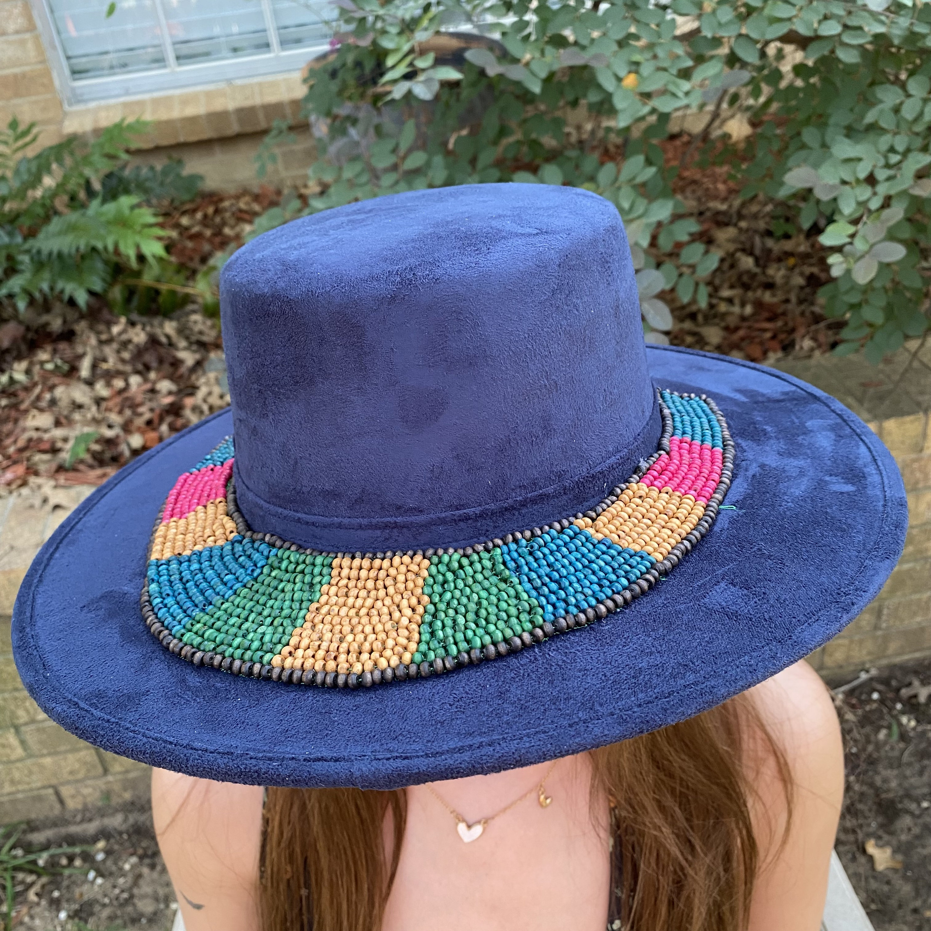 Wide Brim Beautiful Blue Felt Fedora Hat With Unique Teal  display picture 3