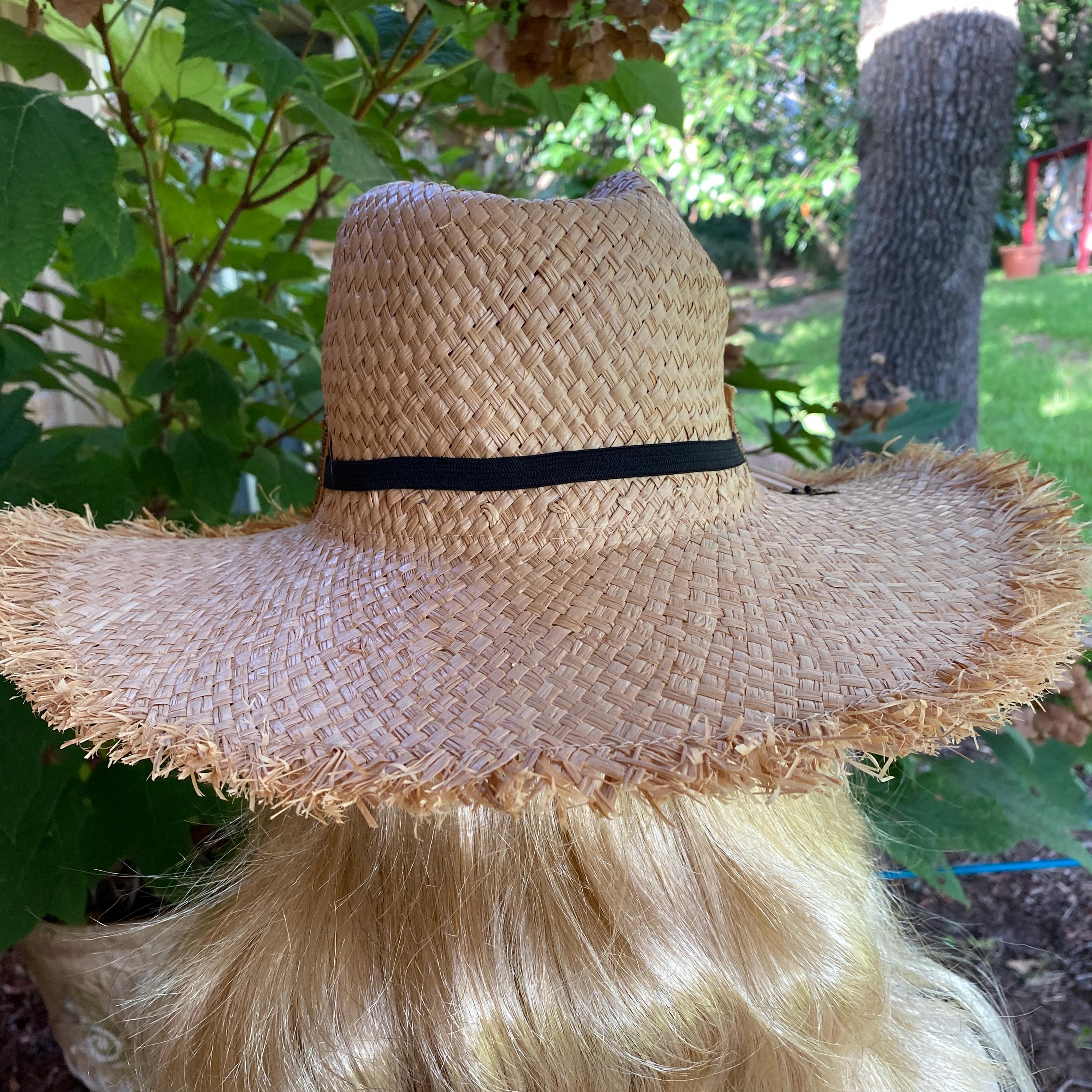 BOHO Style Floppy Hat With Wide Brim With Frayed Edges 