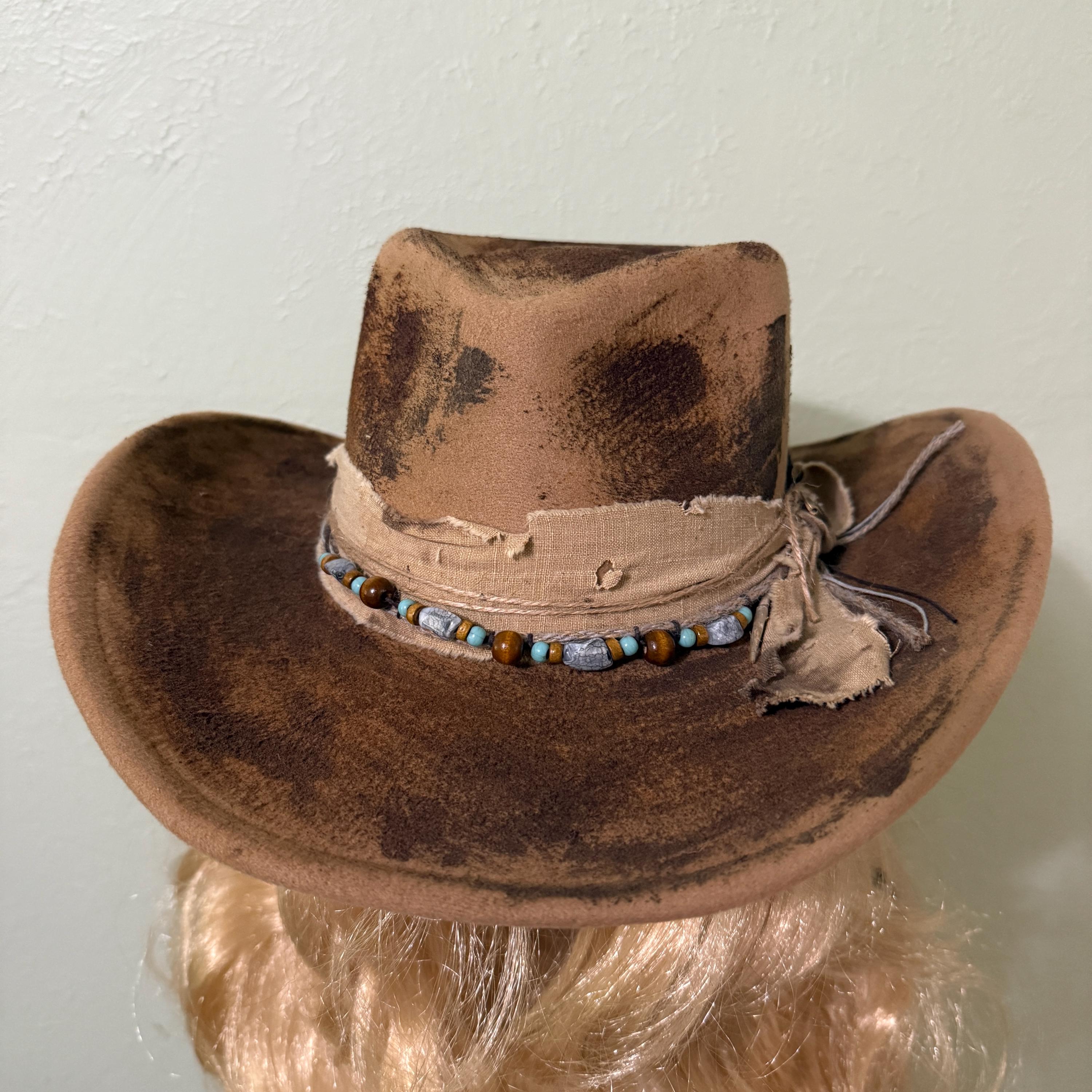 Embellished Tan Suede Western Hat with Beaded Band Stillwind – Beaded Cowboy Hat – Ruediger Hats main image 3
