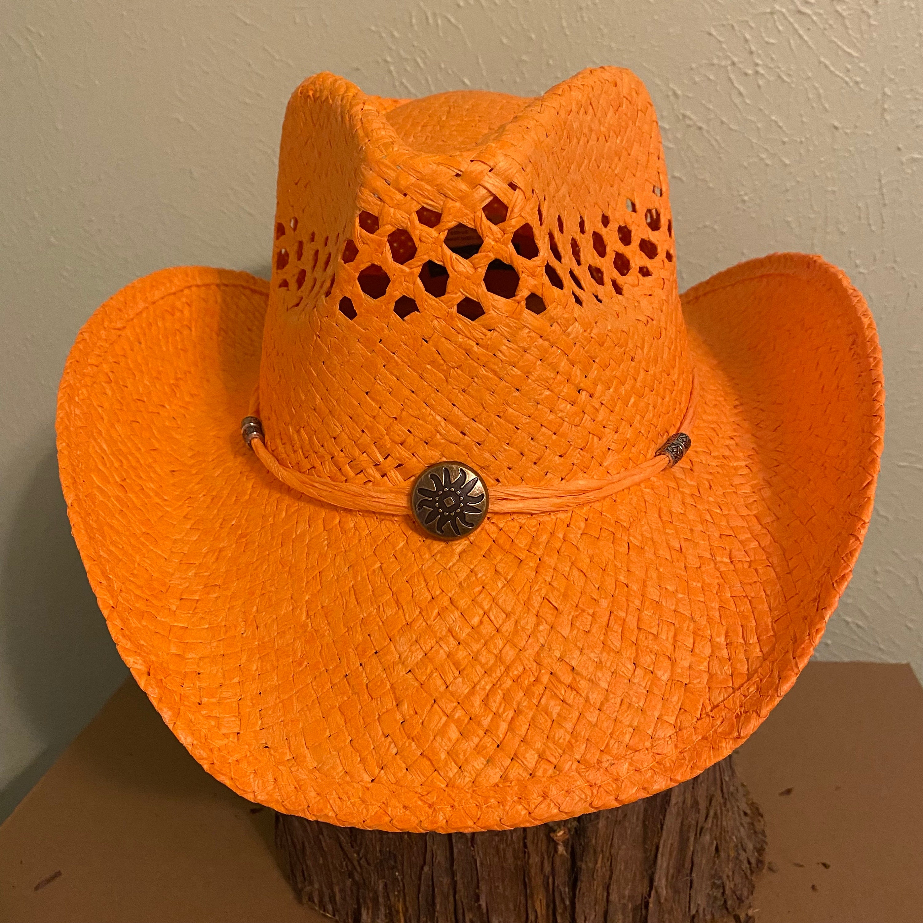 C.C Orange Straw Western Hat with Beaded Trim UPF 50+ Orange Women main image 3