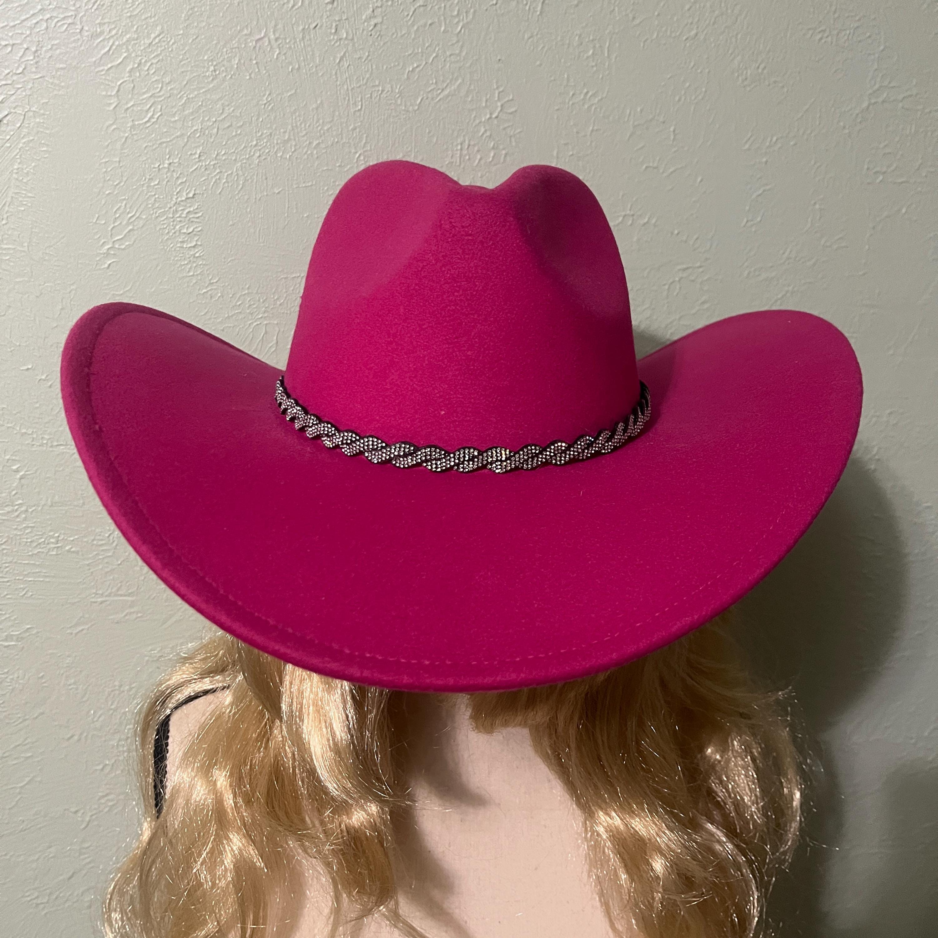 Western Hat Vibrant Pink Felt With Unique Band Accented With  display picture 2