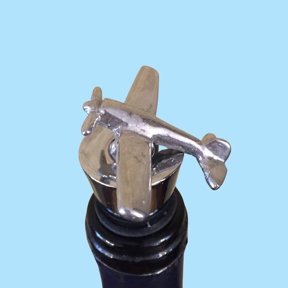 Airplane / Plane Wine Bottle Stopper. the Pewter Figure is the Etsy