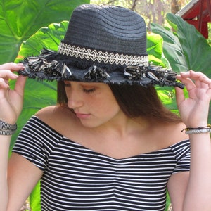 Womens BOHO Trendy Black Straw Hat Amazon.com: Women main image 4