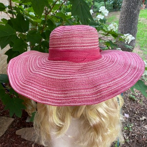 Floppy Brim Hat for Sun and Beach. Foldable Style. Beautiful Multicolor Colors with Hat Band with Bow and Rhinestone Bow on Back