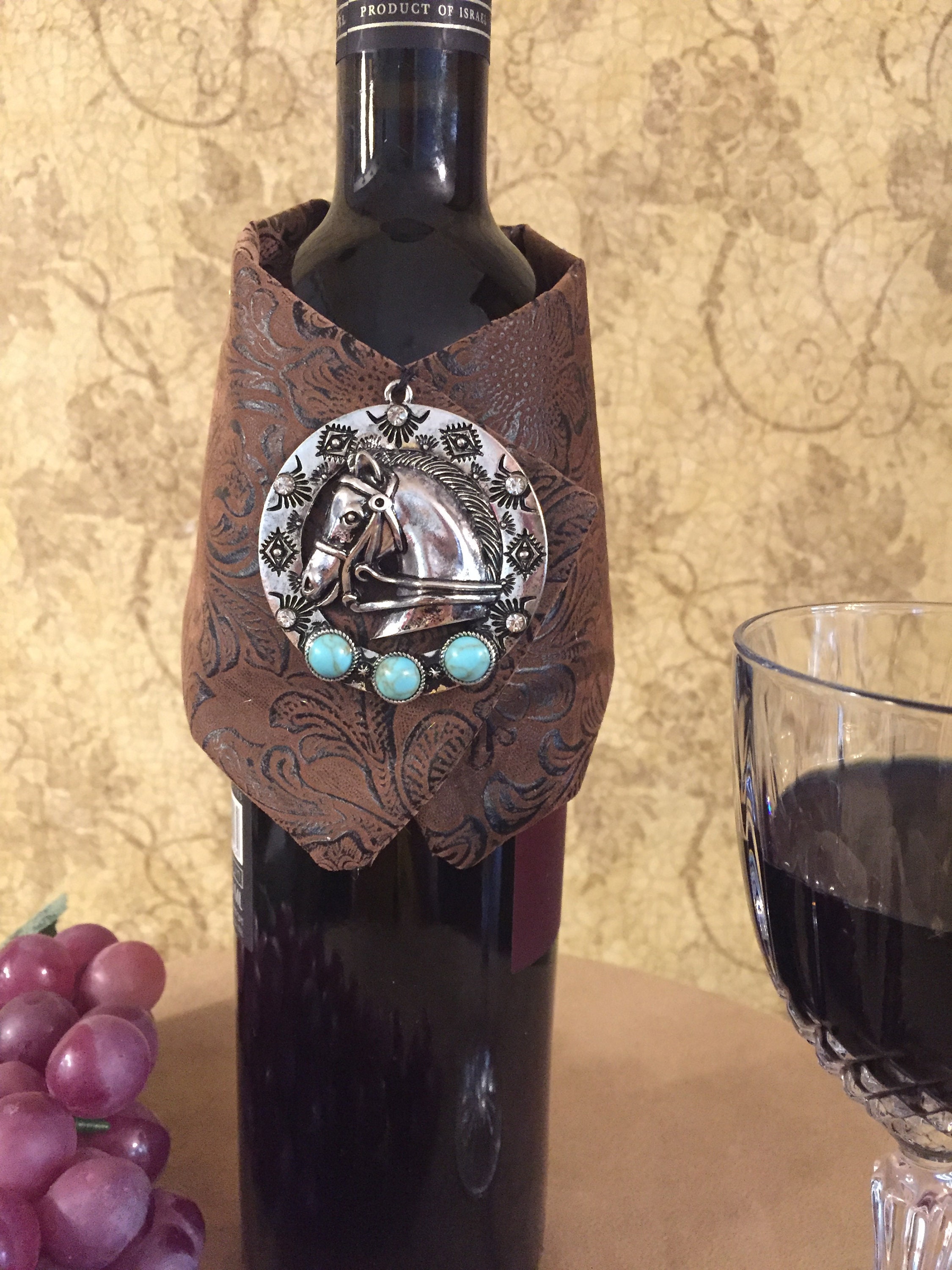 Wine Bottle Wrap/Cover/Cozy Made of Faux Tooled Leather & Etsy