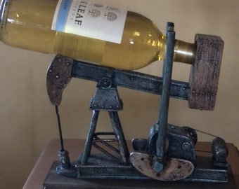 Pump Jack Wine Bottle Holder. Beautiful Reproduction of a Part of American History. A Great Conversation Piece for Your Home.