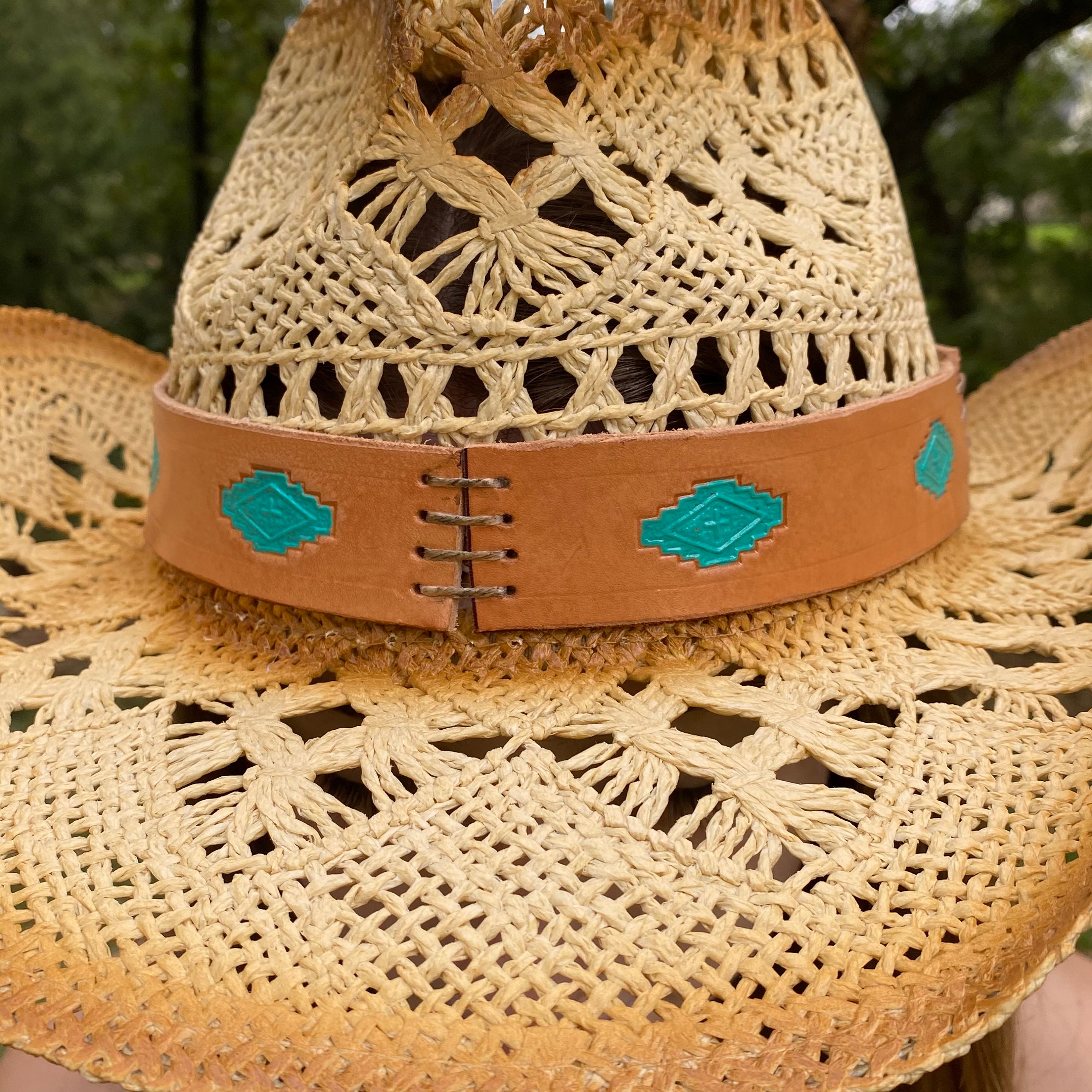 Brown Straw Cowboy / Western Hat, Antiqued Look, One a Kind 