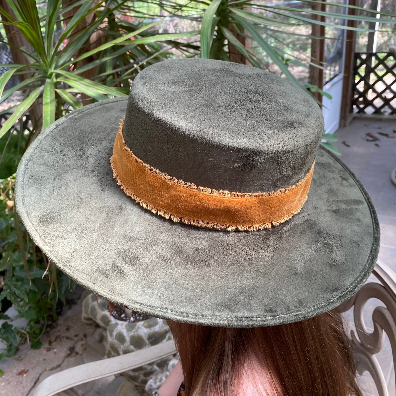 Wide Brim Felt Flat Top Fedora Hat. Beautiful Hunter Green Etsy