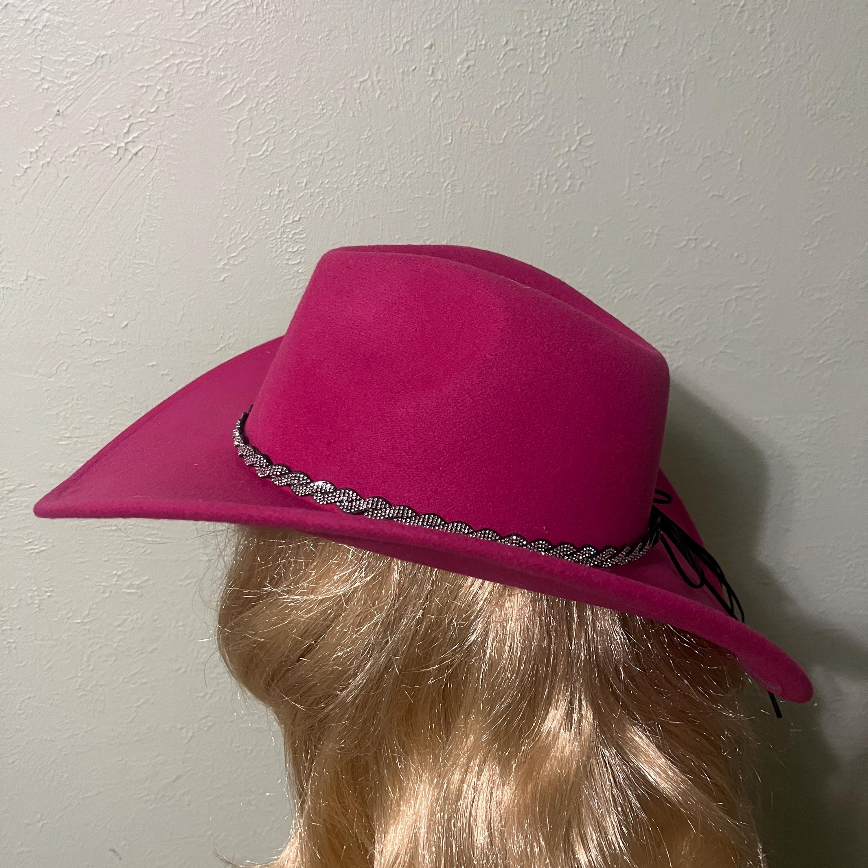 Western Hat Vibrant Pink Felt With Unique Band Accented With  display picture 2