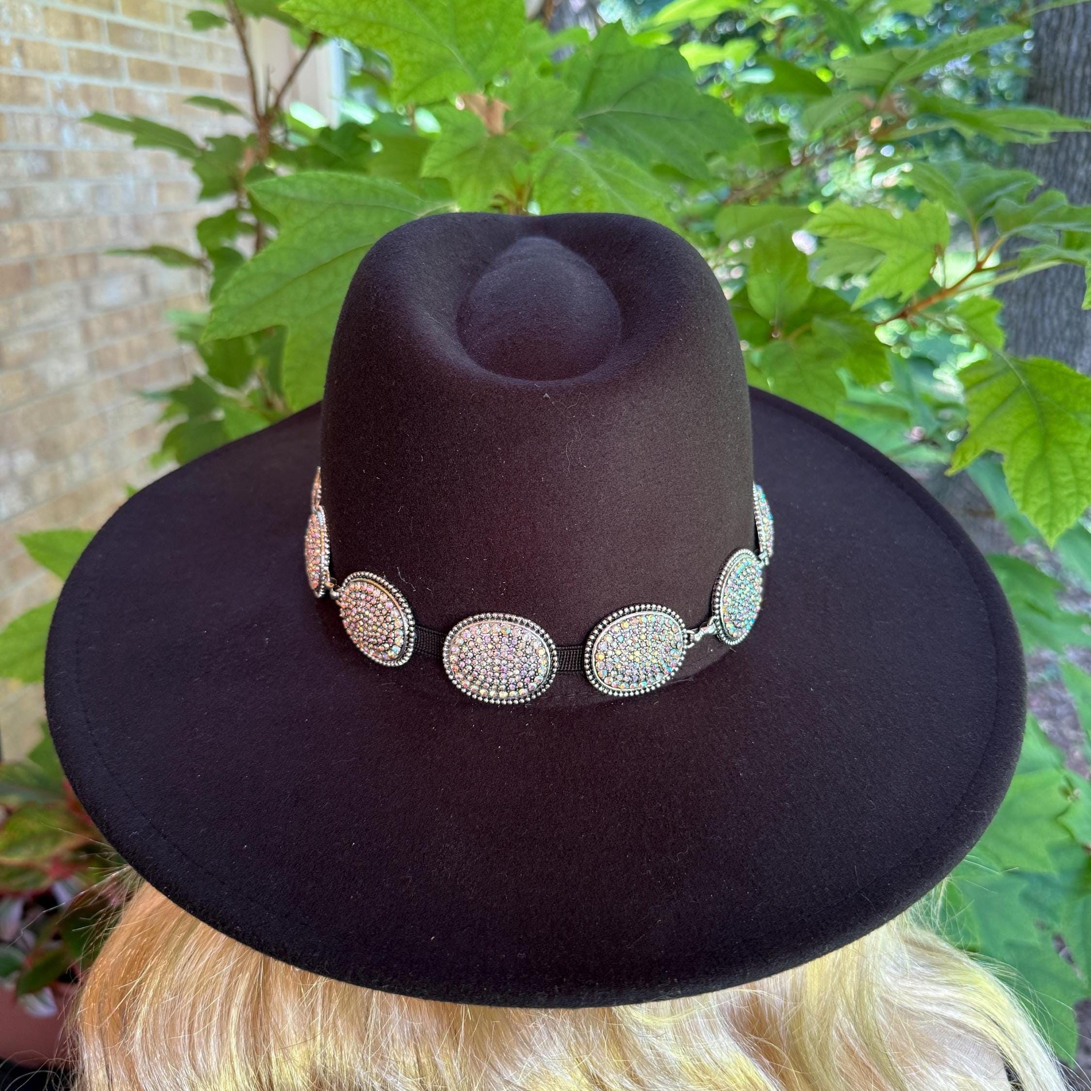 Black Wool Wide Brim Hat with Silver Chain Accent Buffalo main image 4