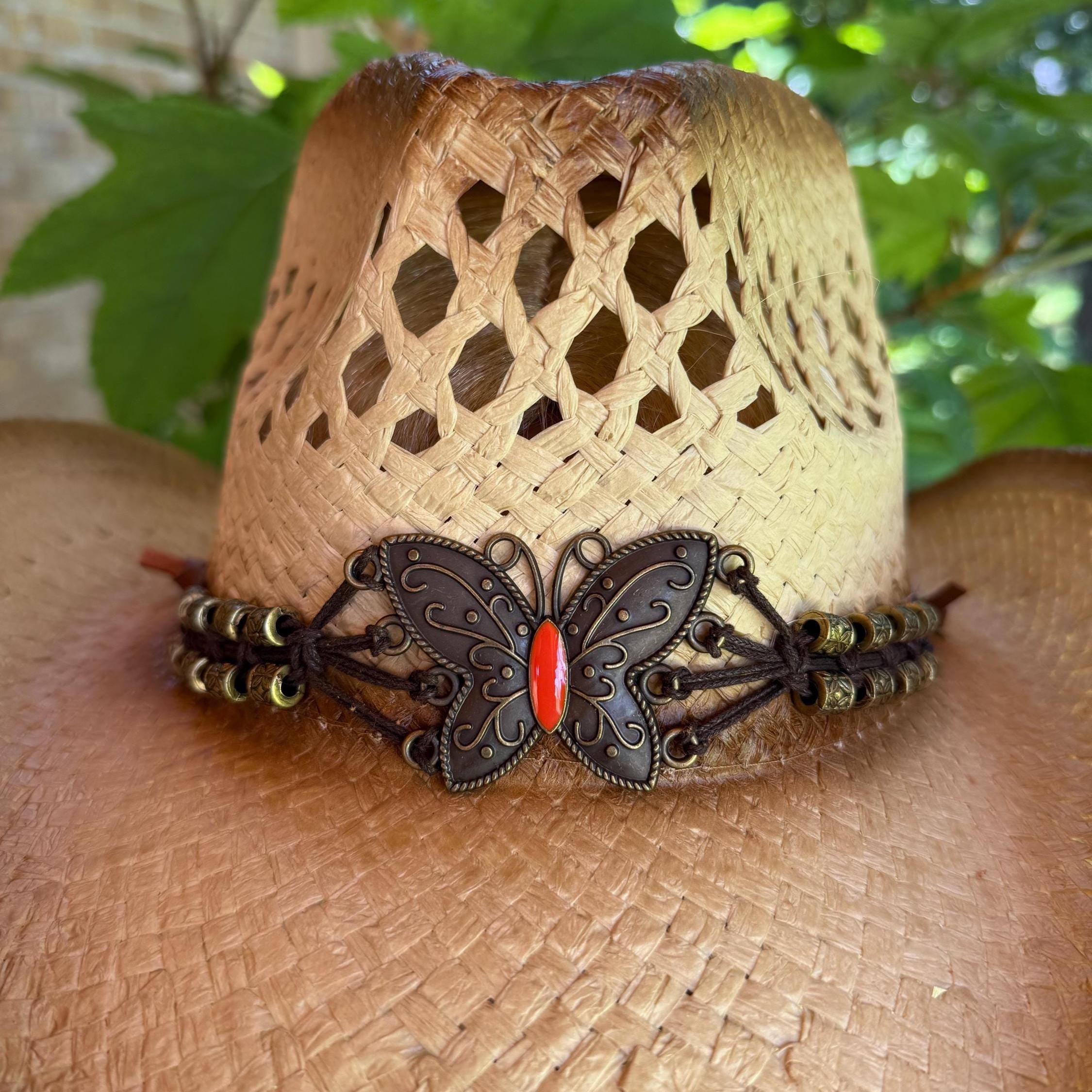 Brown Straw Cowboy / Western Hat Antiqued Look. Large Unique 