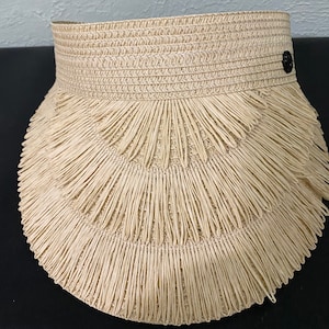 Tan Straw Visor Foldable Hat that Easily Adjusts to Your Head Size