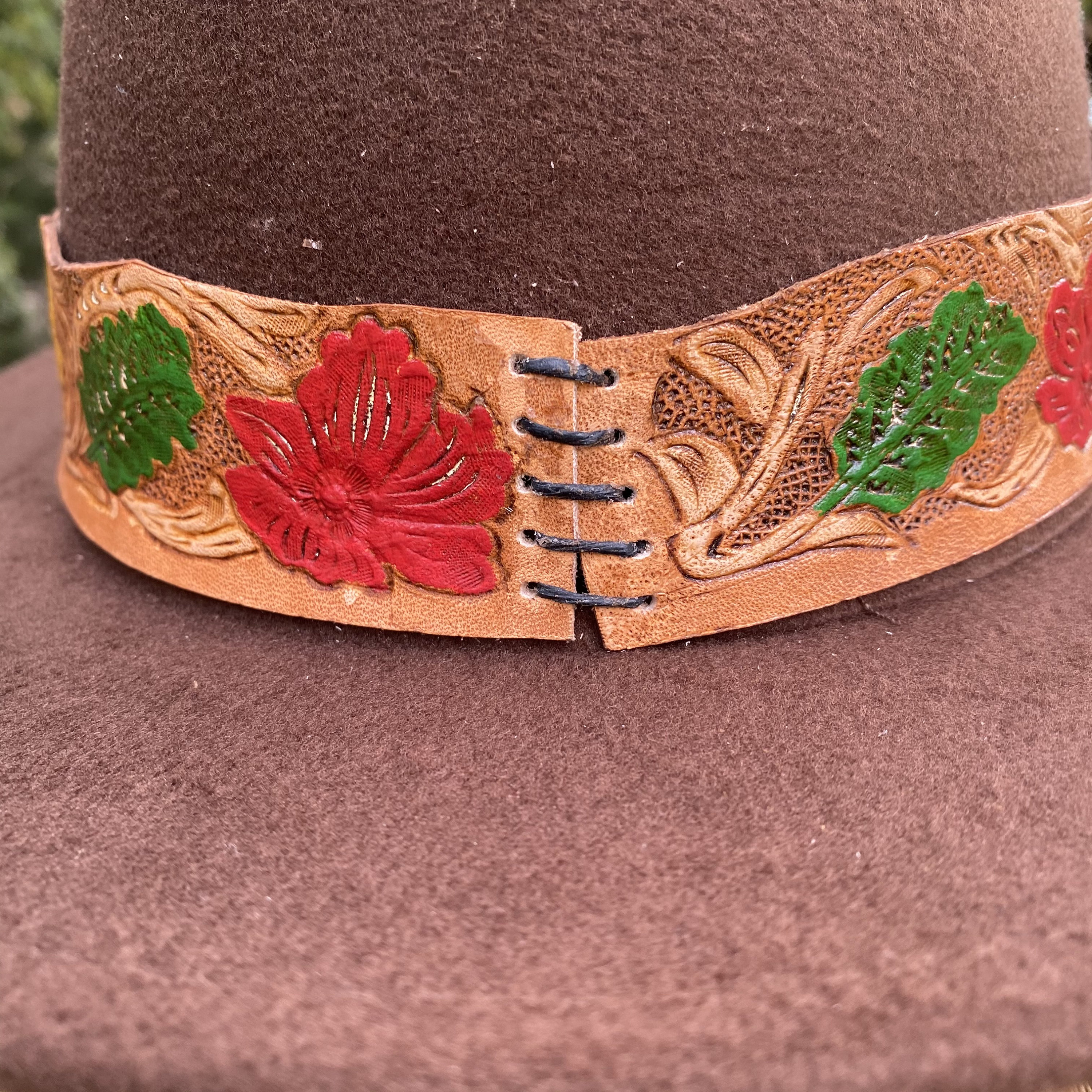 Fedora Brown Felt Hat, One a Kind Designer, Hand Tooled Hat 