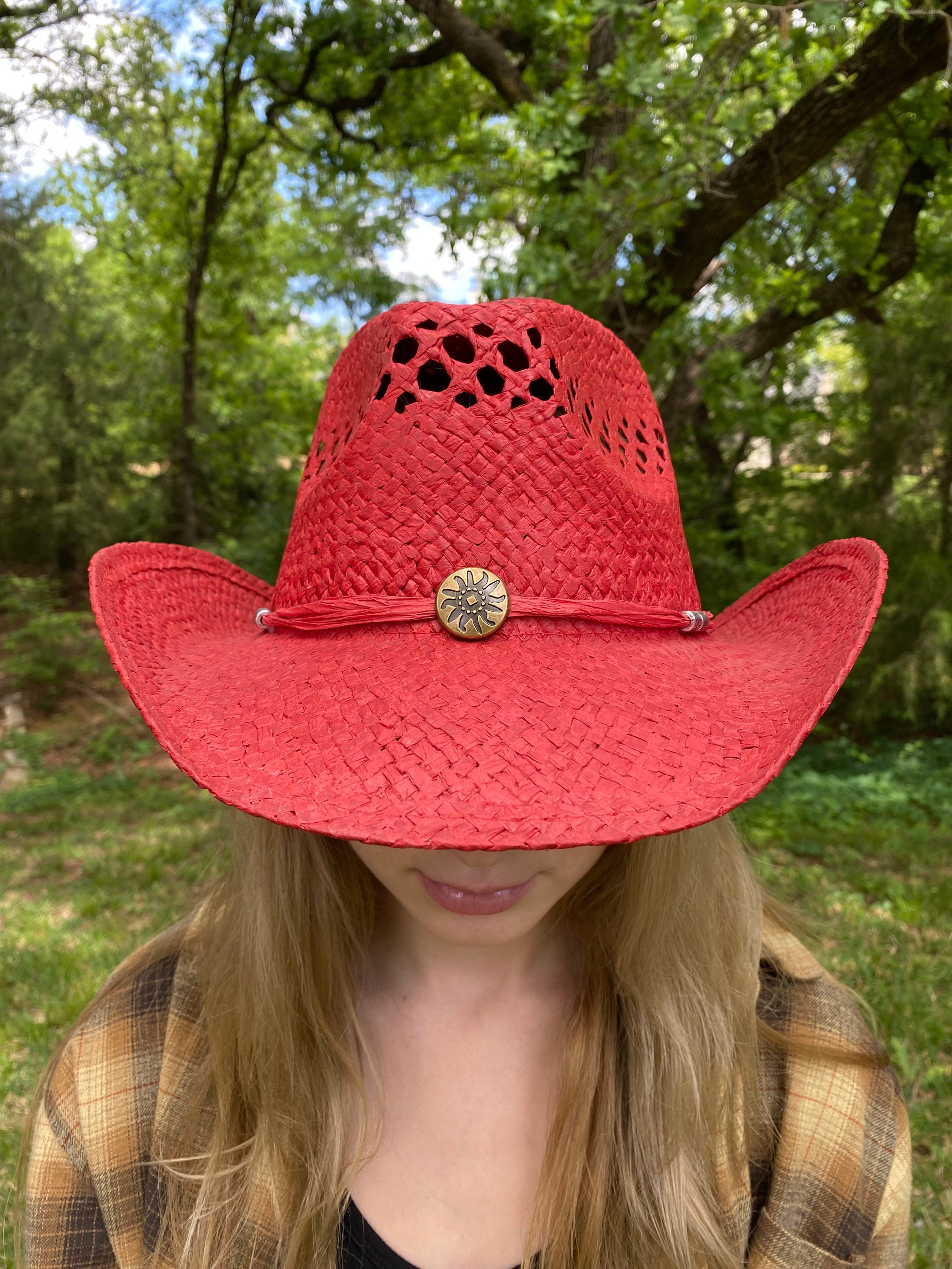 Straw Cowboy Hat, Ted Straw With Beaded Straw Hat Band With  display picture 1