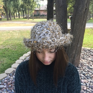 Fedora Leopard Print Fedora, Chenille  with Turned up Brim