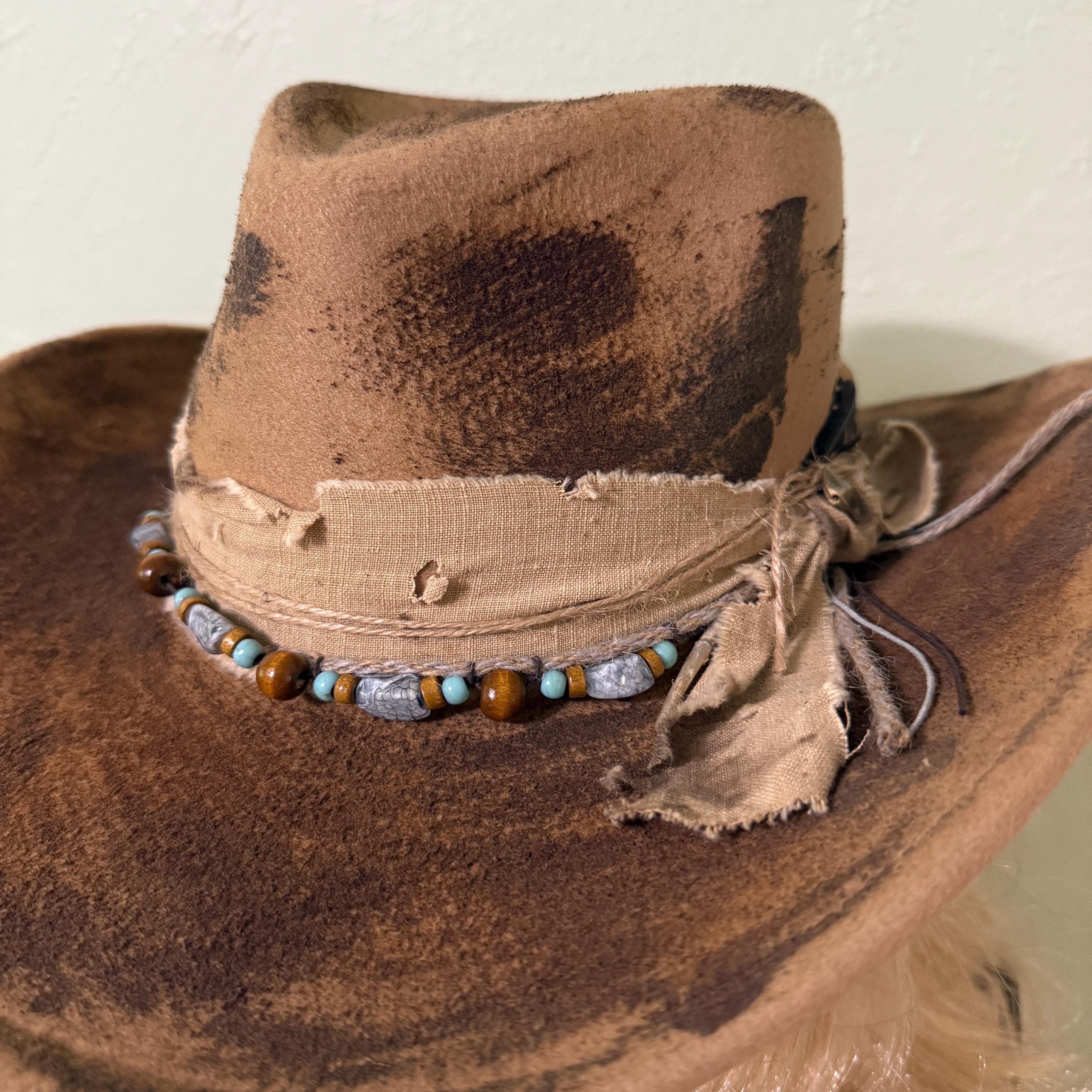 Rustic Brown Cowboy Hat with Turquoise Beads For the spicy ones. ?️ A limited-edition take on our best  main image 3