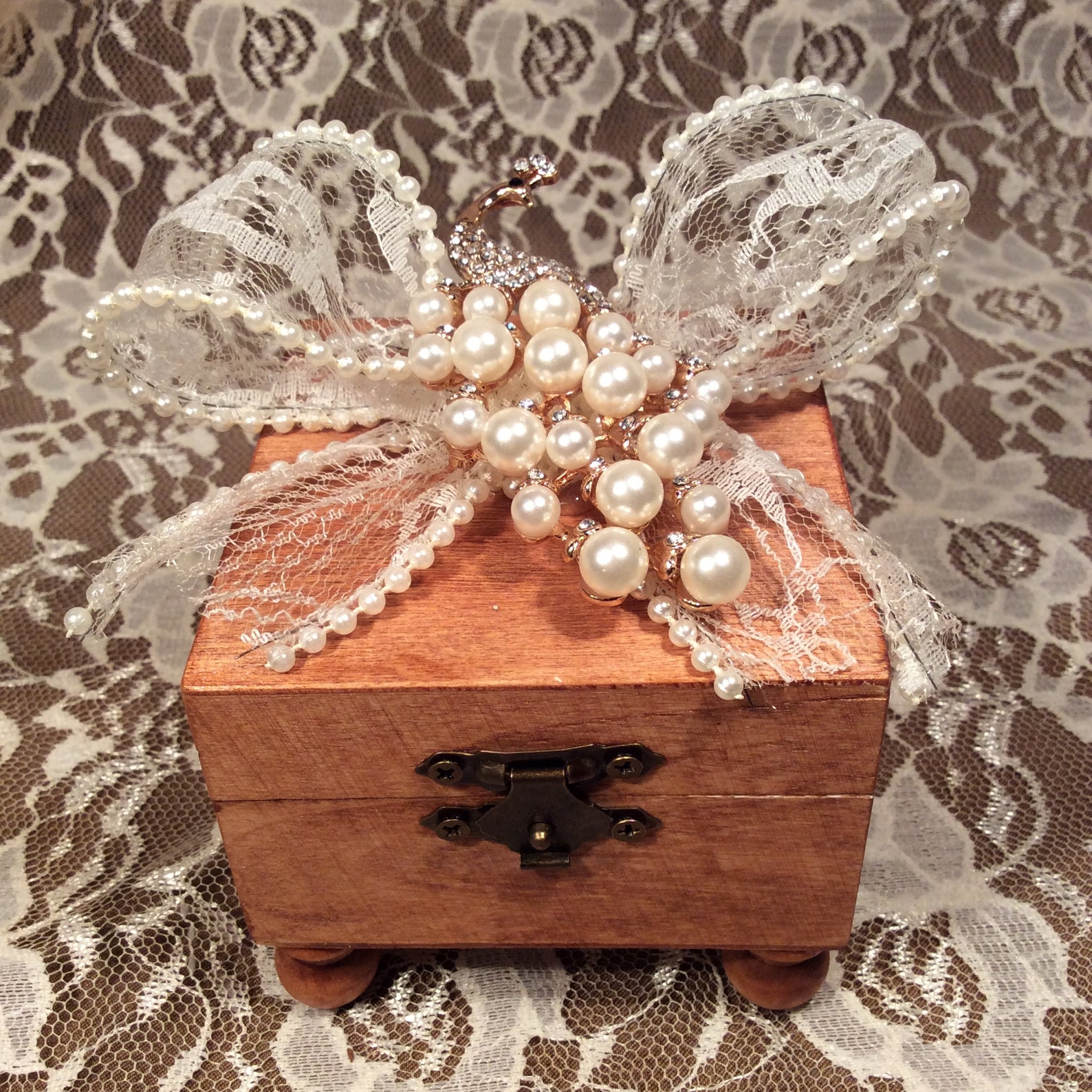 Musical Jewelry/trinket Box With Peacock of Pearls & Etsy