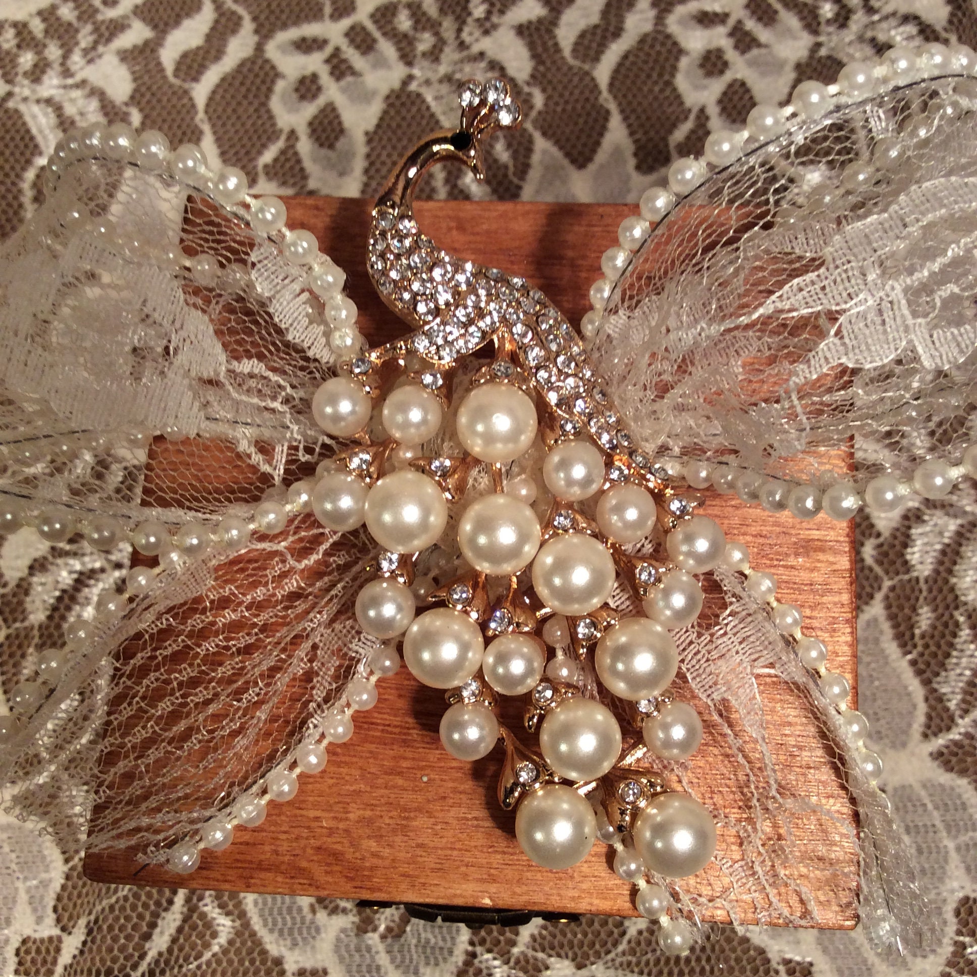 Musical Jewelry/trinket Box With Peacock of Pearls & Etsy