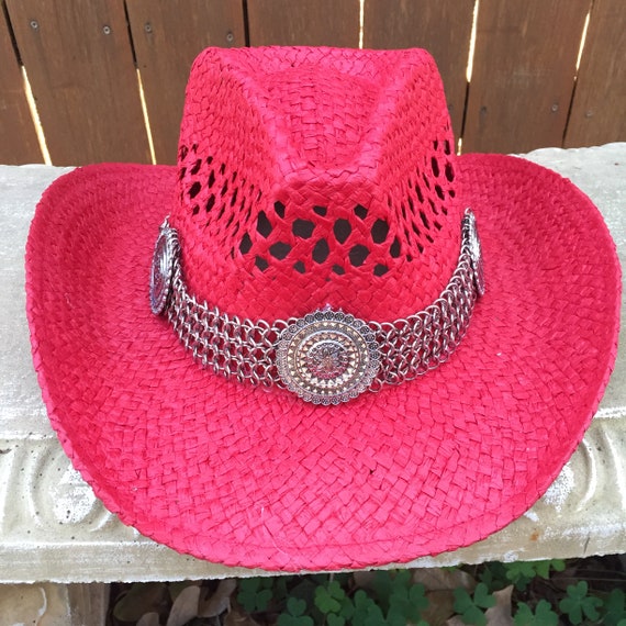 red straw cowboy hat