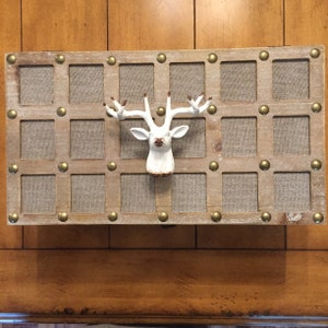 Unique Dresser Box of White Washed Box has a Beautiful Deer Head with a Square Design Trim Accented with Studs