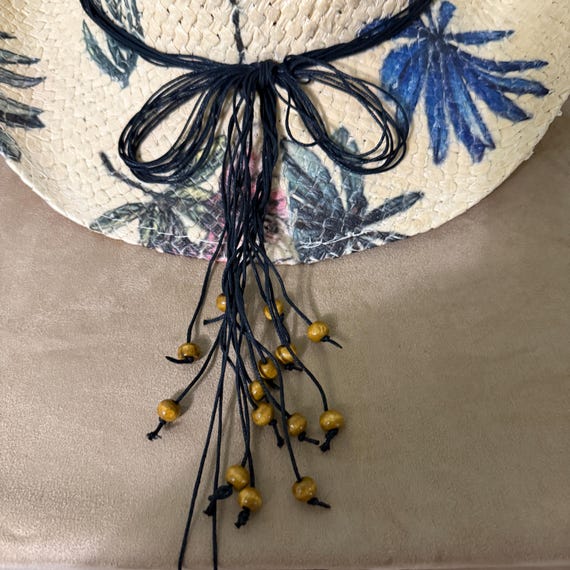 Floral Print Cowboy/sun Hat With a Beaded Hat Band With a  display picture 1