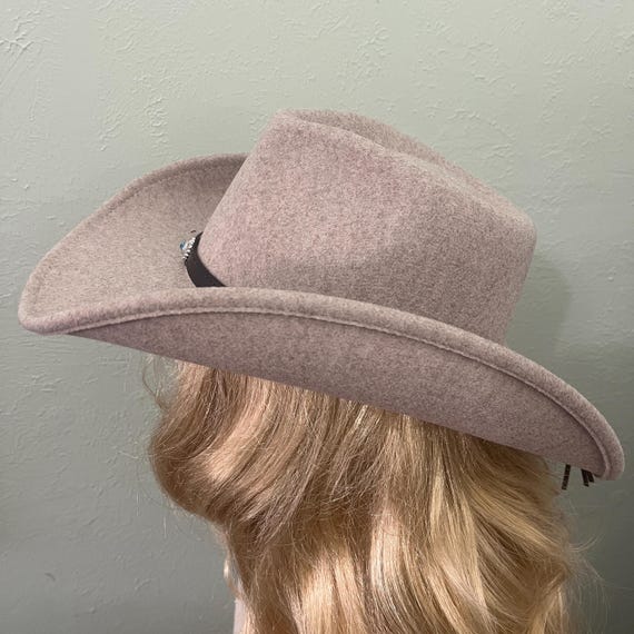 Western Hat Tan Felt With Brown Leather Hatband With Silver  display picture 1