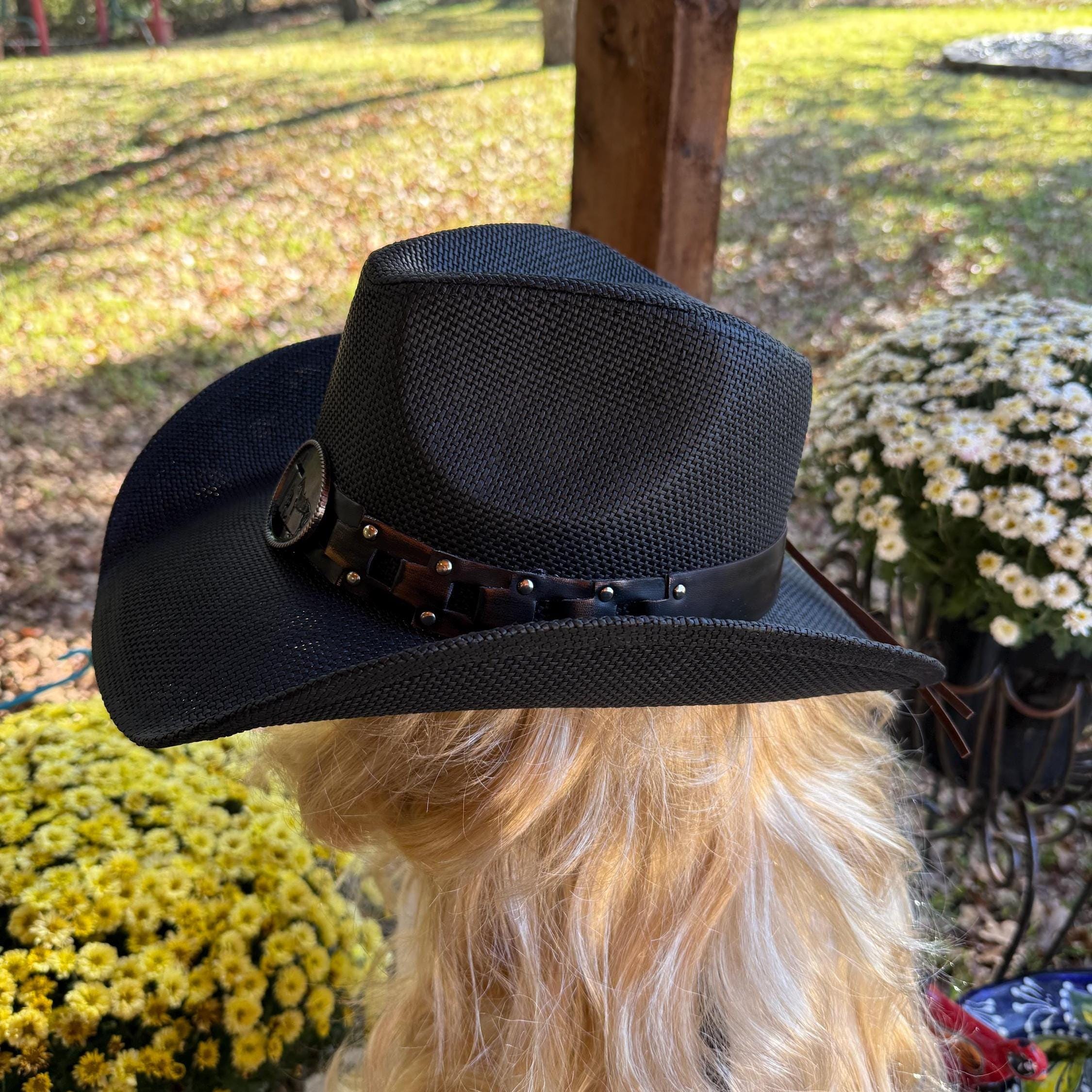 Black Straw Cowboy / Western Hat With Black Hat Band  display picture 3