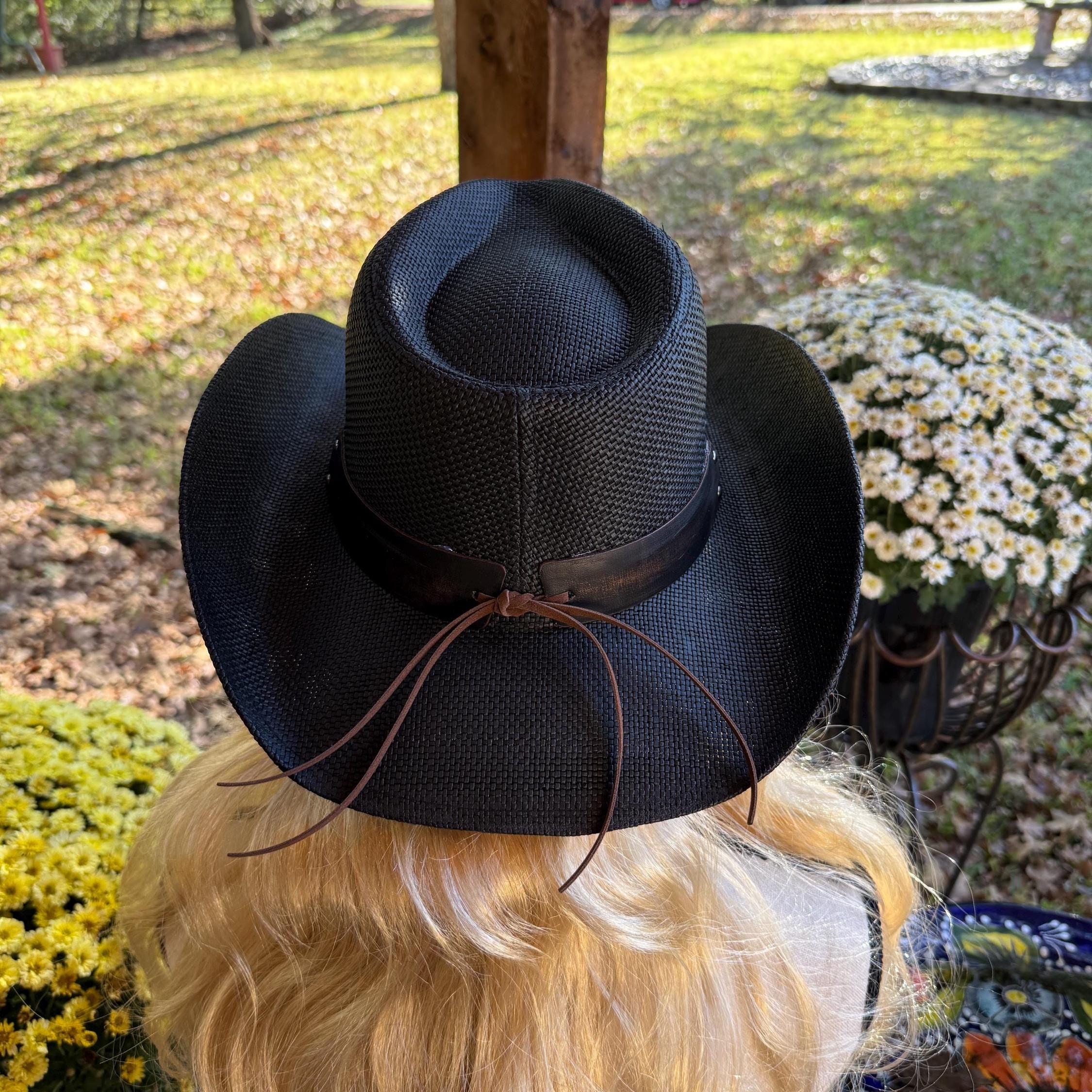1426 Black Straw Cowboy Hat Western With Bracelet Decorative Bands And All Season Classic Western Style Straw Cowboy Cowgirl Hat  main image 3
