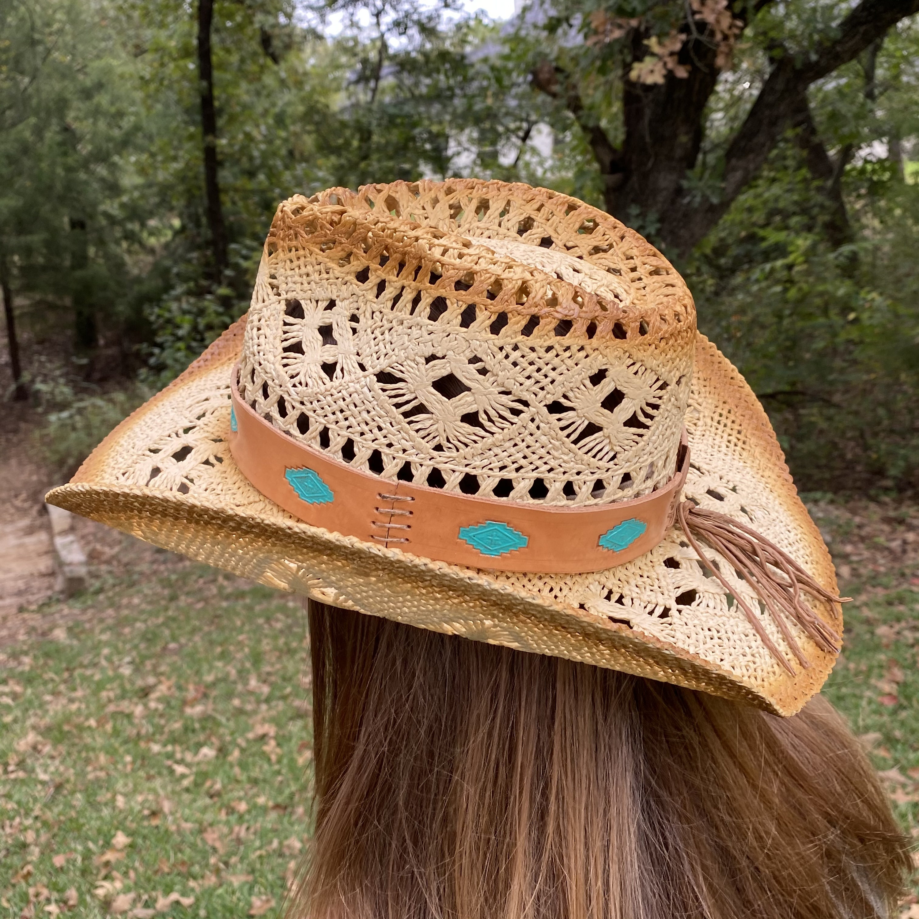 Chapeau Cowboy Estrella Sombreros – Paille Rigide – Bandeau Cuir – Taille 6 7/8 – Vintage