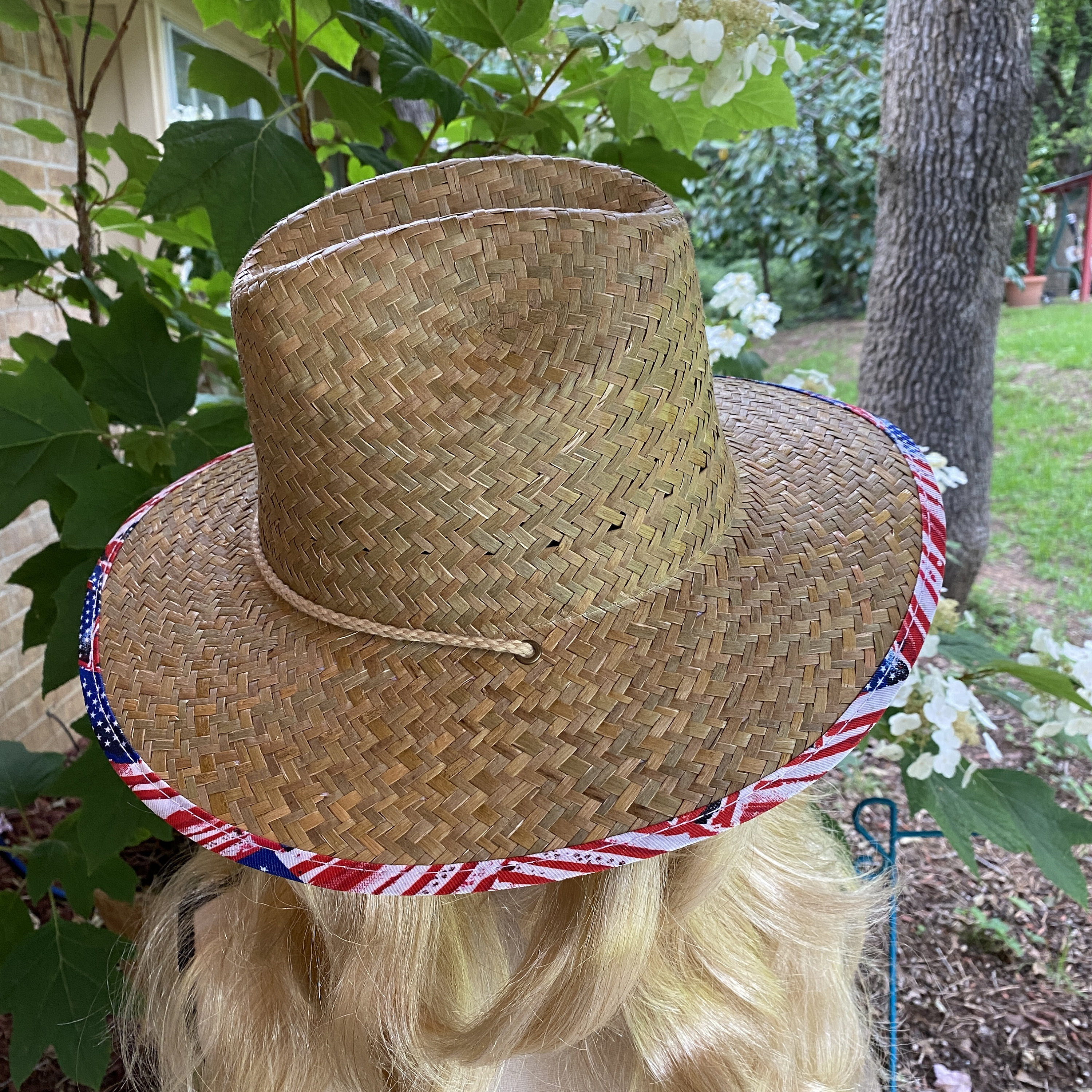 Sundry Straw Hat with Blue and Red Accents ❤️ detail in side . New with tags Summer Straw Hat With Red Striped Ribbon - Sun Hat - Summer  main image 3