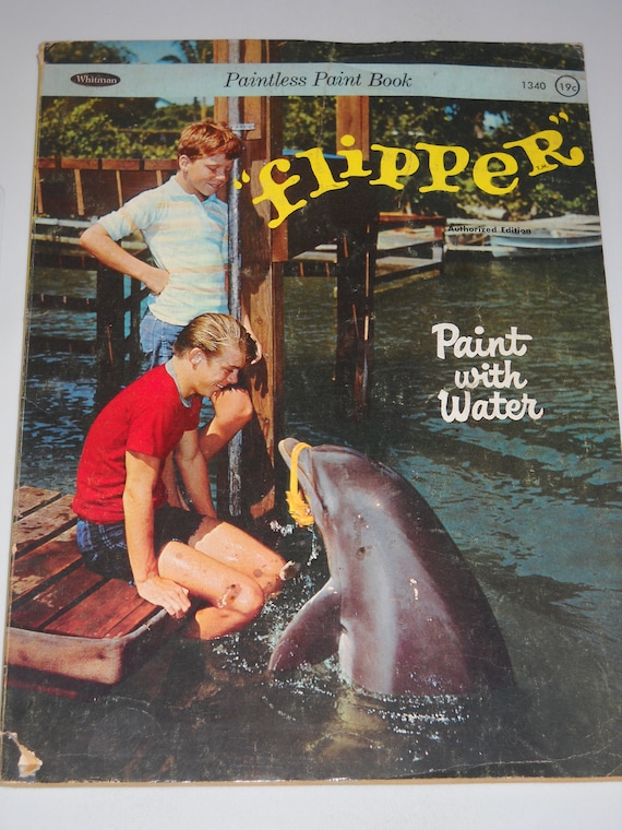 1964 Scarce Flipper TV series Paint with Water Paintless Paint Book TV tie-in photo cover