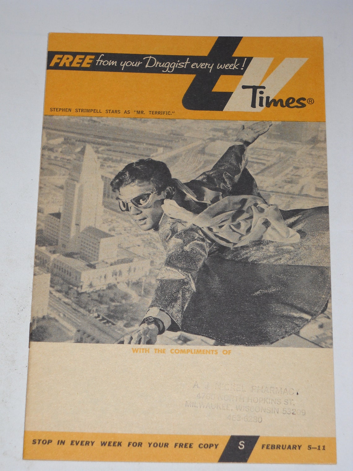 1967 Mr. Terrific Stephen Strimpell Vintage TV Times Guide Photo Cover