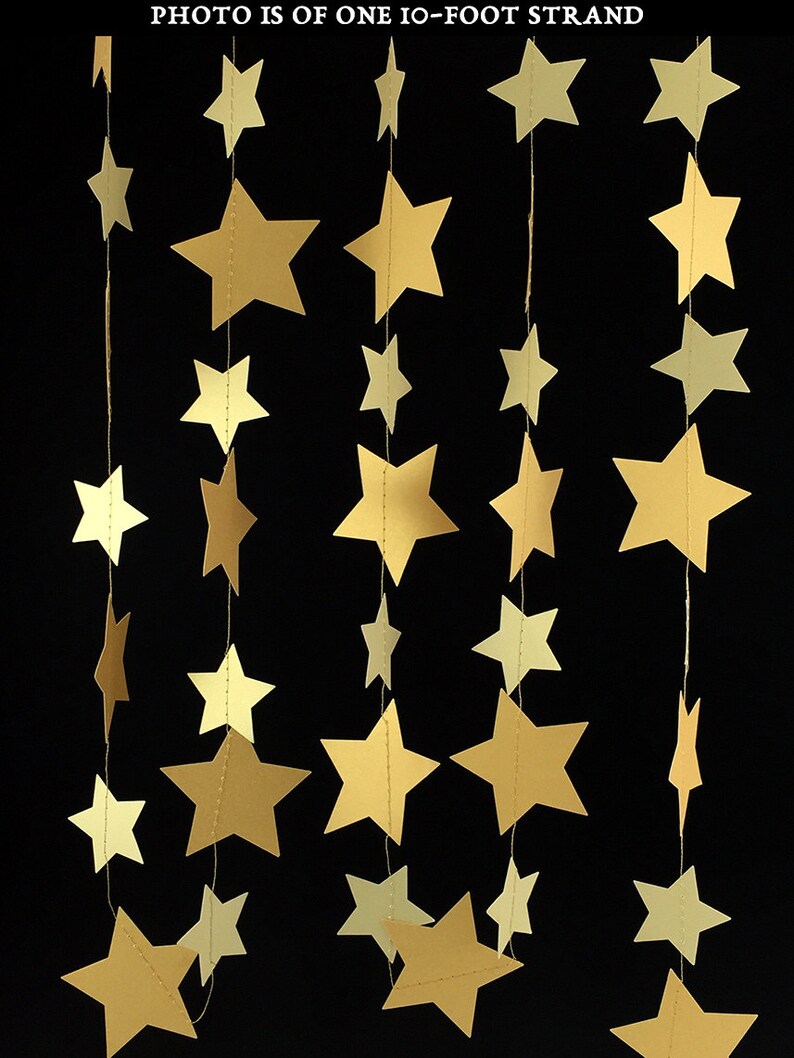 Gold Star Garland - Gold Garland, Wedding Garland, Gold Decor, Birthday Garland, Gold Party Decorations, Gold Decorations - GS005-2-4 