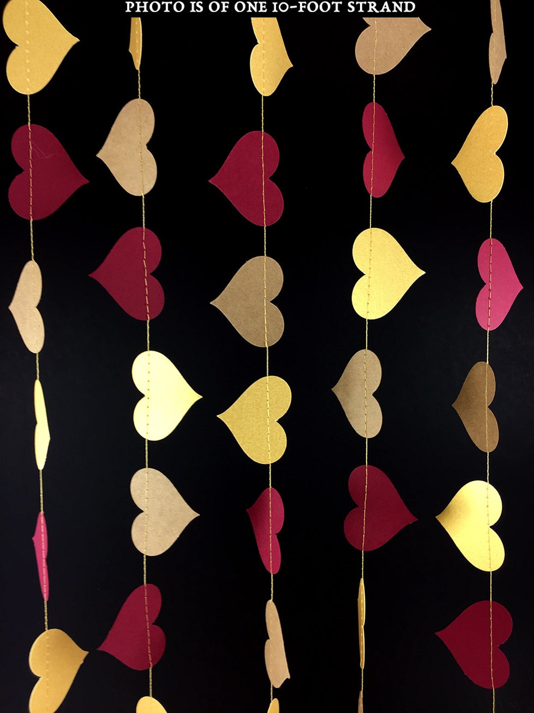Maroon and Gold Heart Garland With Kraft Hearts Gold and Etsy