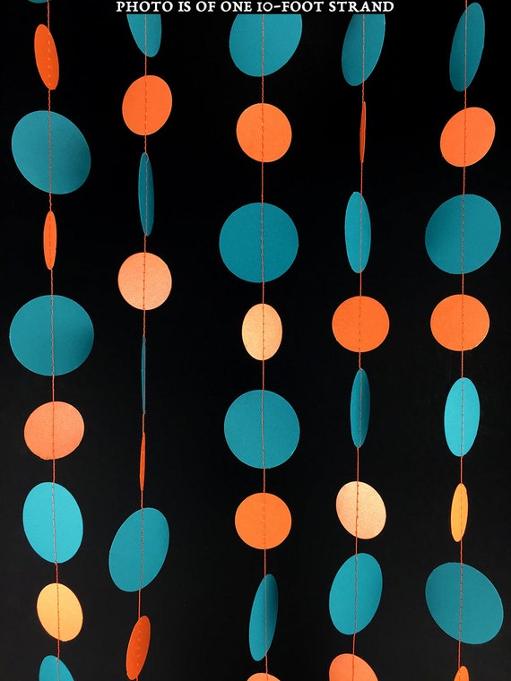 Teal And Coral Circle Garland Coral Orange Garland Coral Etsy
