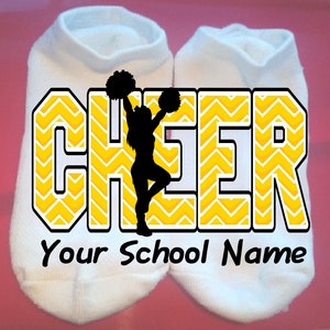 Cheer - Chevron - Cheerleader - Your School Name or Team  - Lucky Socks - Custom Socks - cheer socks - Custom: any colors **NOT VINYL**