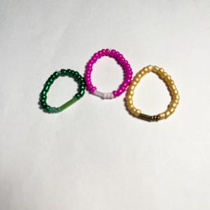 Beaded Elastic Ring - Morse Code Ring - Secret Letter Ring - Stackable - Choose Color Palette