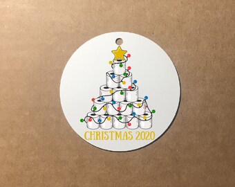 Ornament - Christmas 2020 - toilet paper roll Christmas tree - 3" round flat ornament - 1 or 2 sided - Add Custom Design/Photo on back