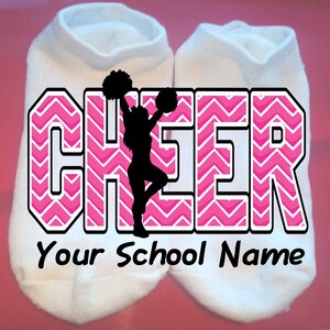 Cheer - Chevron - Cheerleader - Your School Name or Team  - Lucky Socks - Custom Socks - cheer socks - Custom: any colors **NOT VINYL**