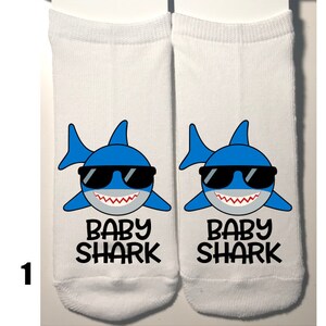 Shark Family Socks - Choose from Baby Shark, Mommy Shark, Daddy Shark, Grandma Shark, Grandpa Shark   **NOT VINYL**